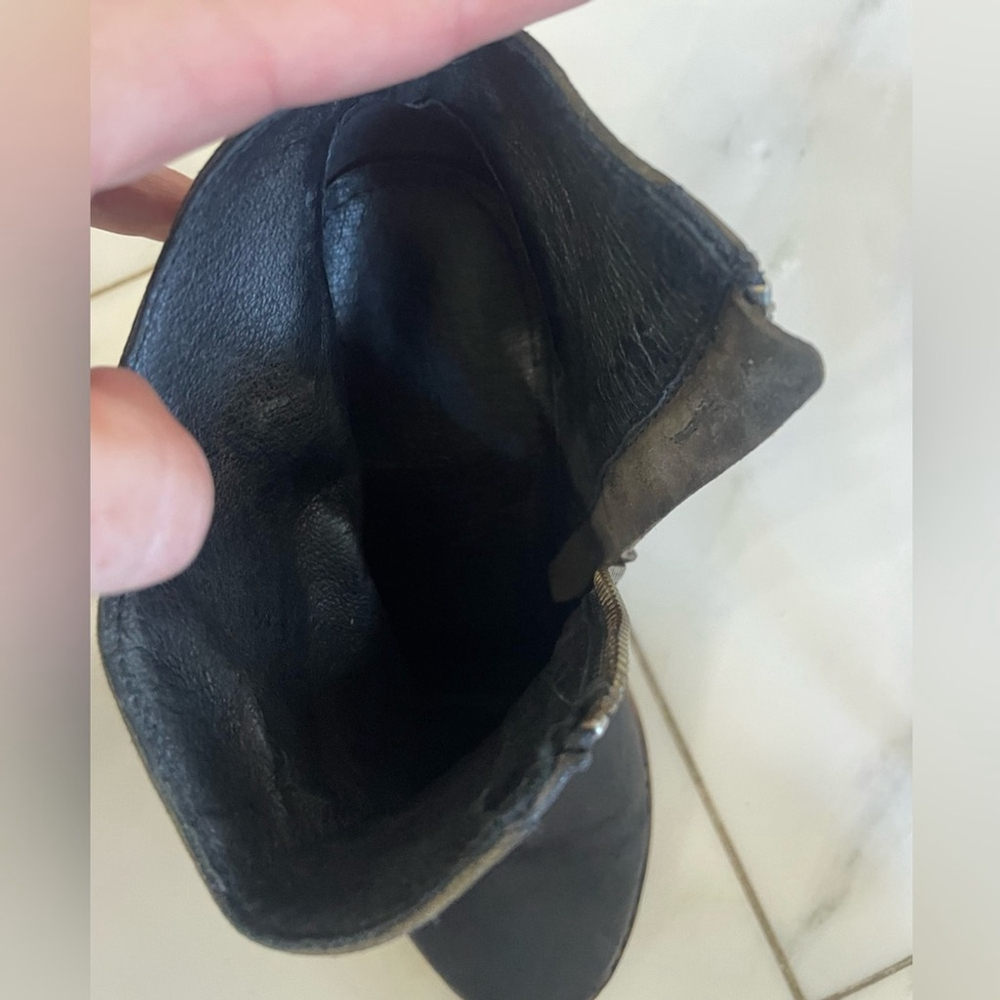 All Saints, euro 38 US 7-7.5, black leather ankle boot wood chunky block heel - Picture 9 of 9